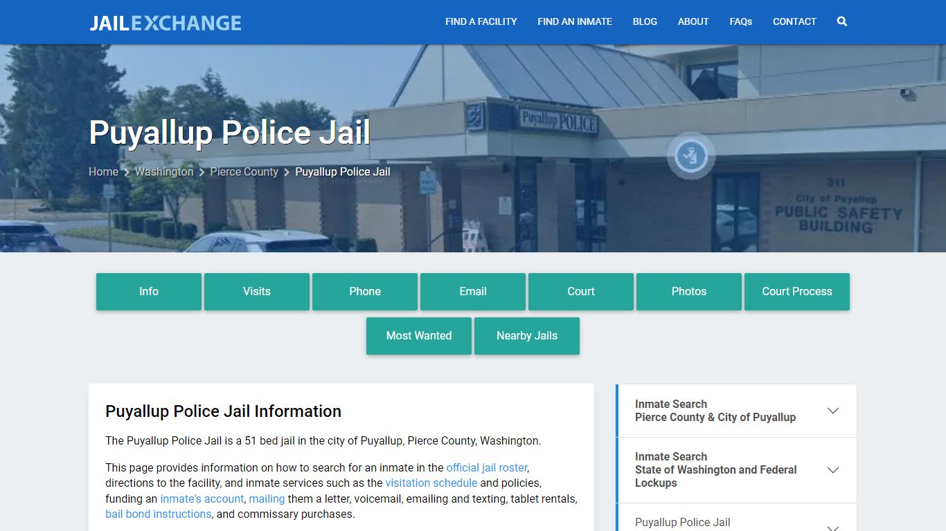Puyallup Police Jail, WA Inmate Search, Information